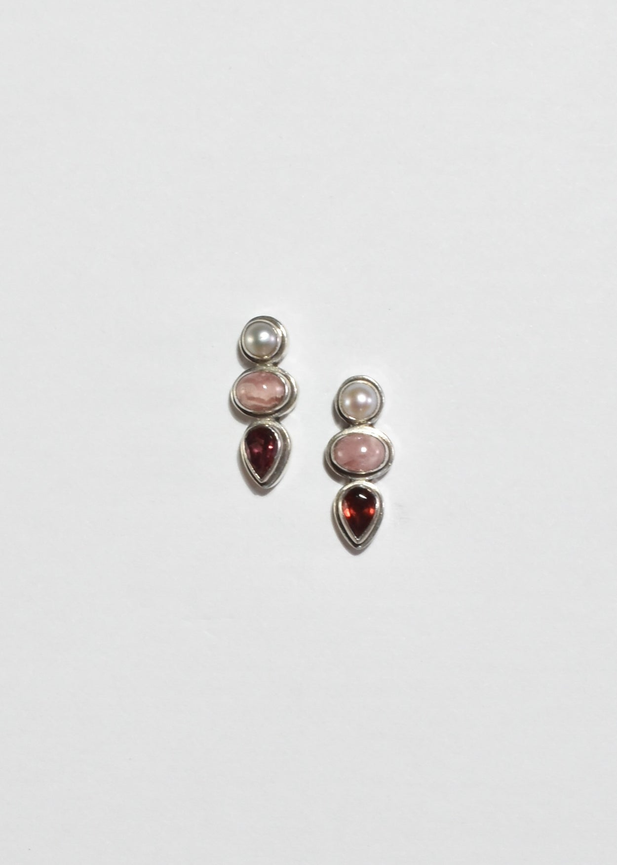 Pearl Garnet Rhodochrosite Earrings
