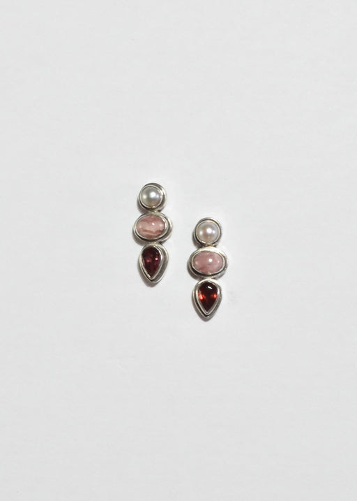 Pearl Garnet Rhodochrosite Earrings