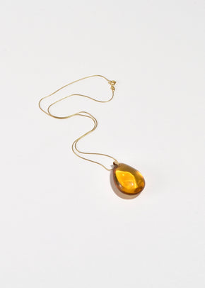 Gold Amber Pendant Necklace