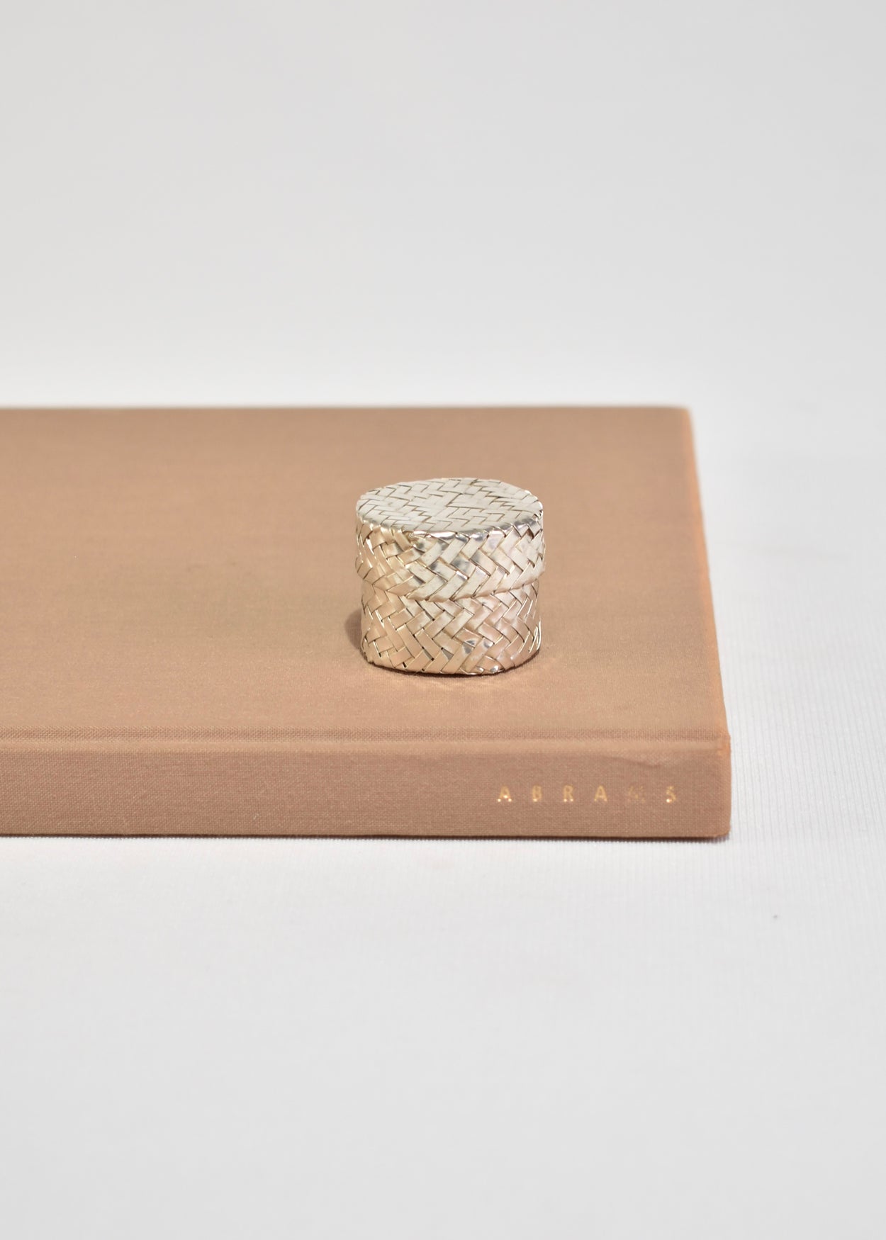 Round Woven Sterling Pillbox