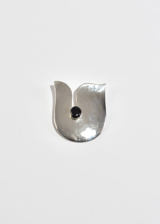Sculptural Onyx Brooch
