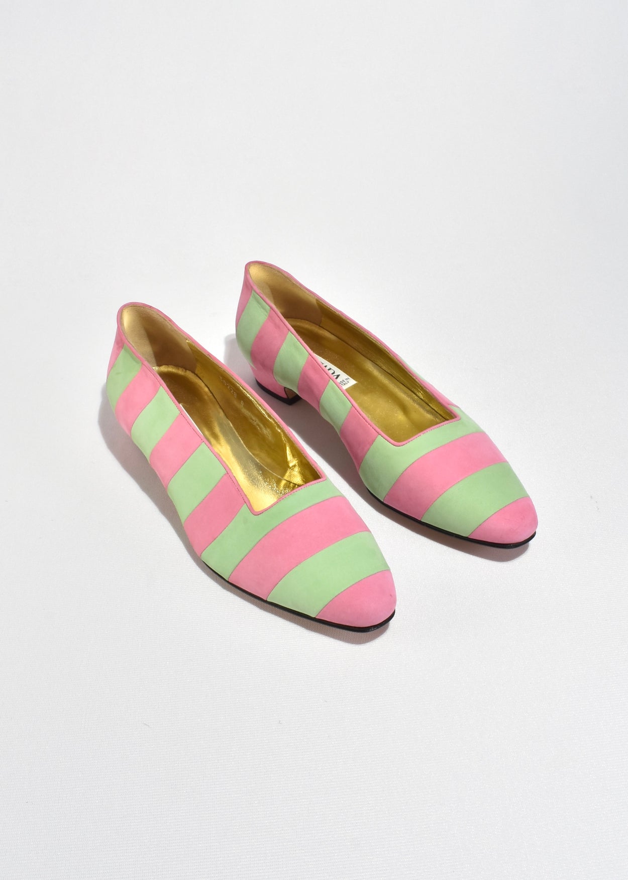 Escada Striped Leather Heels