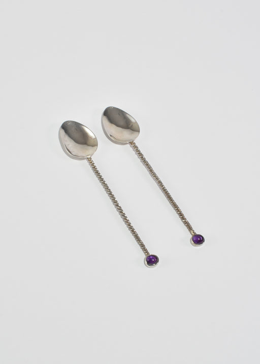 Amethyst Sterling Spoon Set
