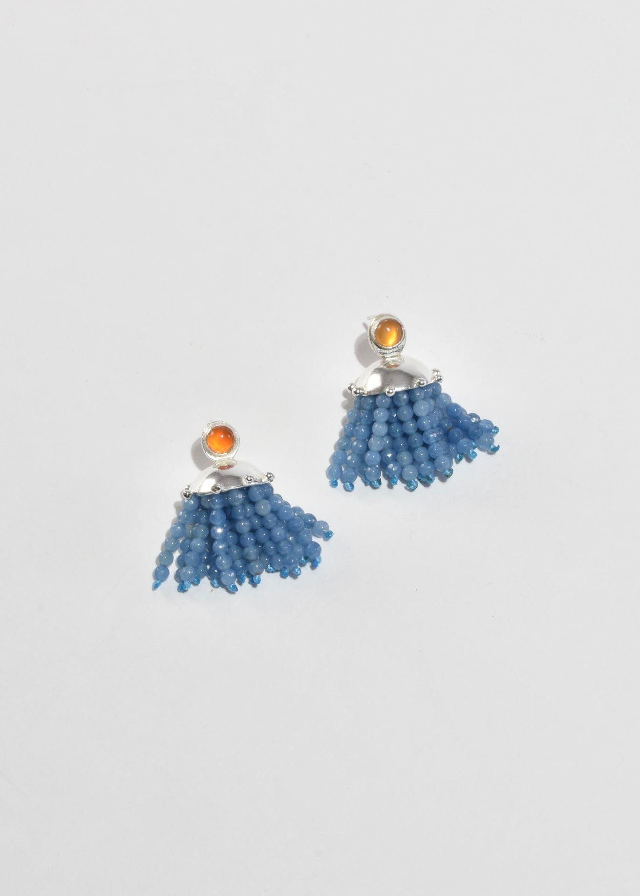 Blue Agate and Red Onyx Cupola Earrings