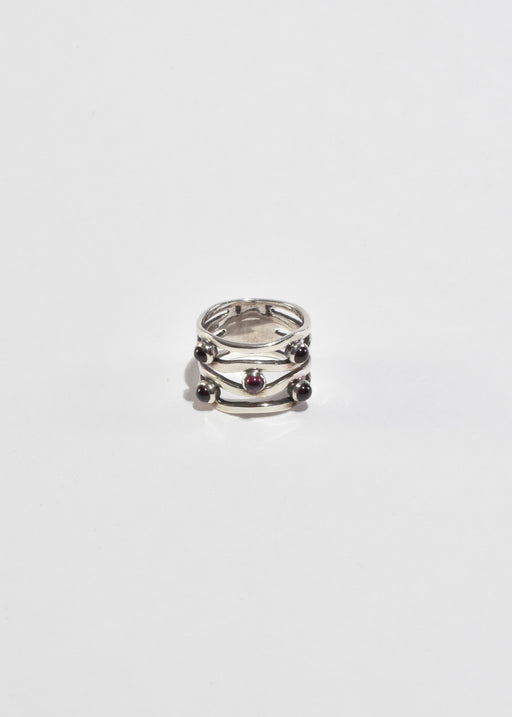 Wavy Garnet Ring
