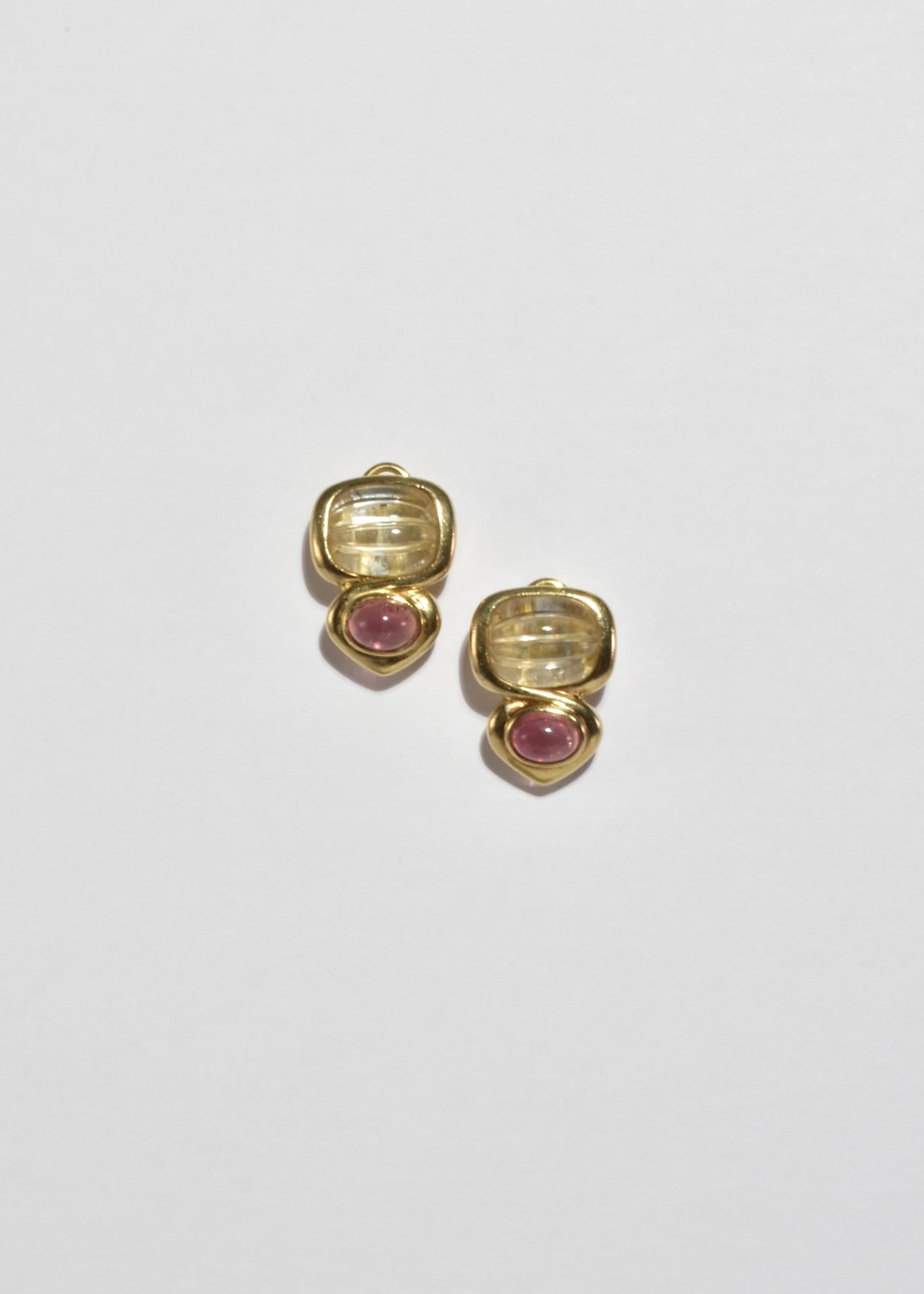 Gold Quartz Tourmaline Earrings
