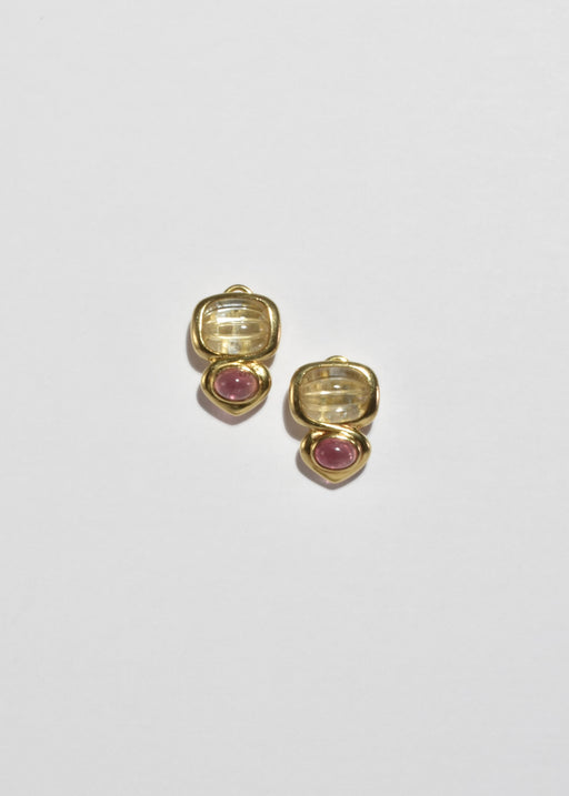 Gold Quartz Tourmaline Earrings