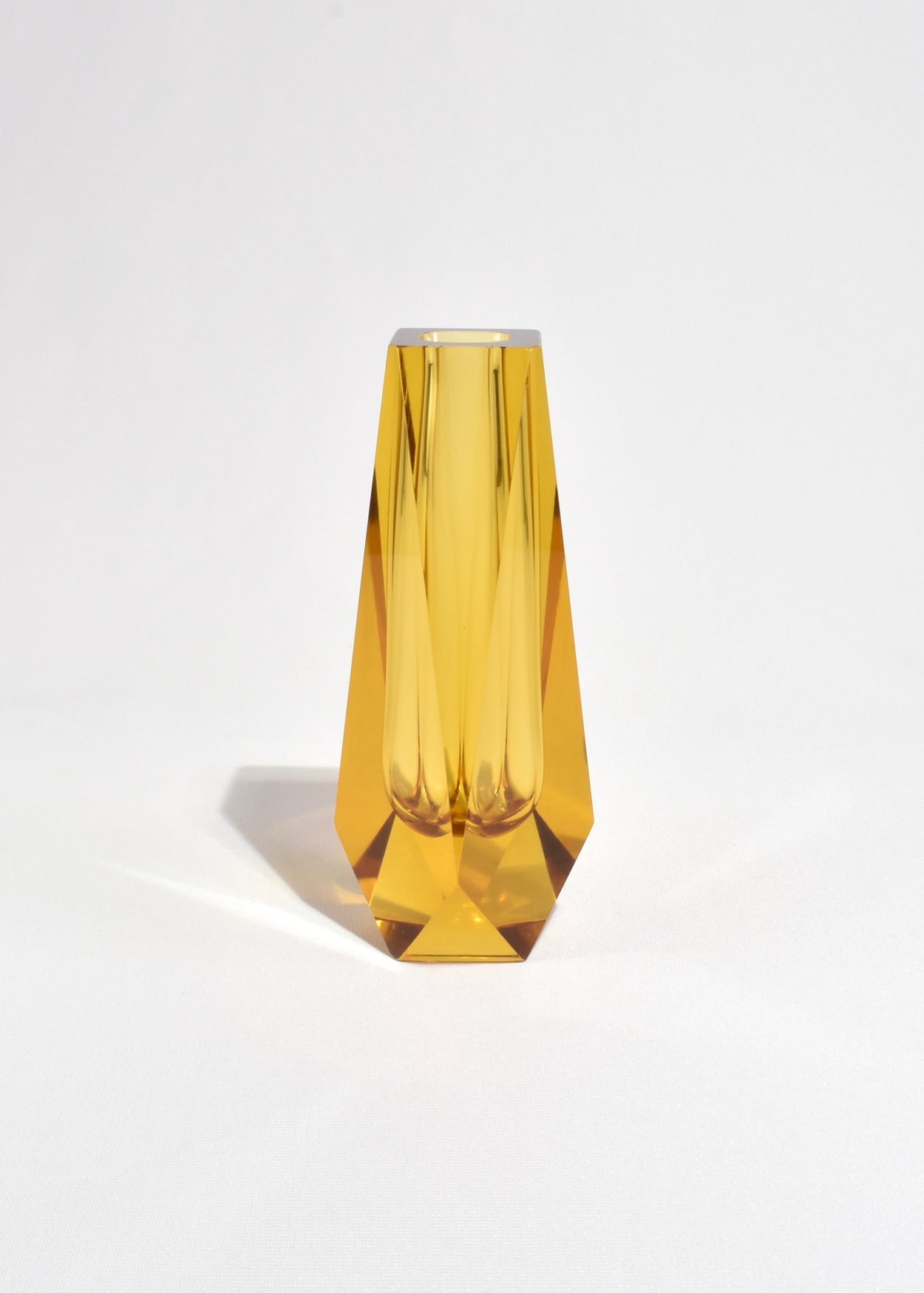 Faceted Marigold Glass Vase