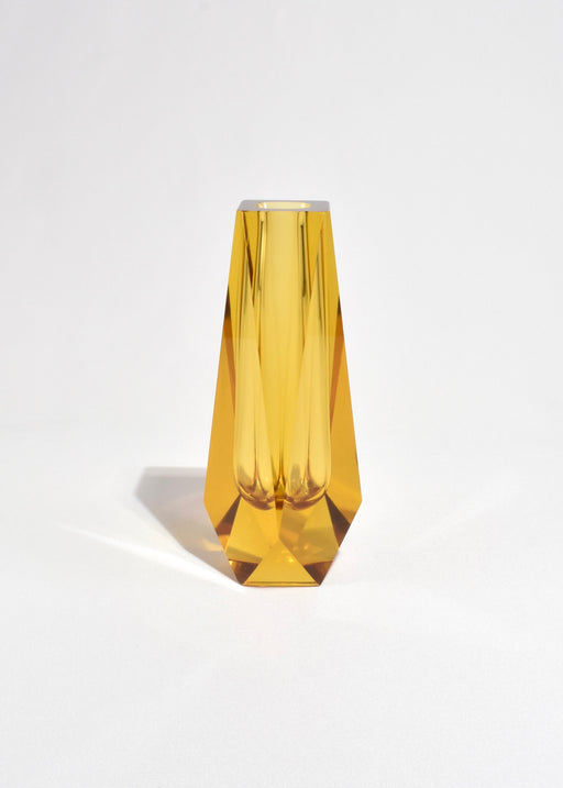 Faceted Marigold Glass Vase
