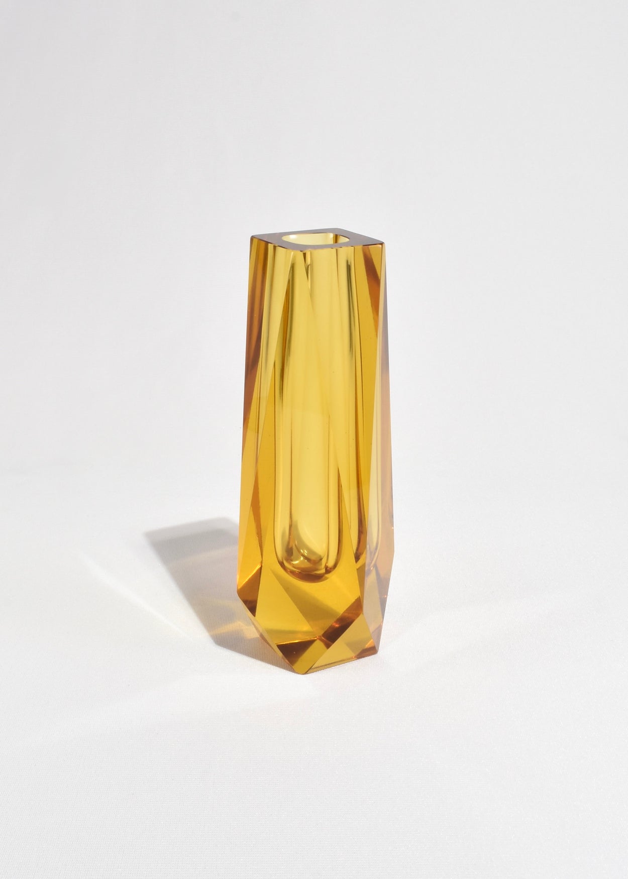 Faceted Marigold Glass Vase