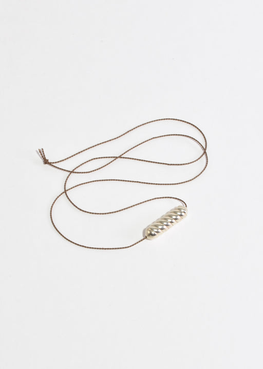 Ribbed Cylinder Pendant Necklace