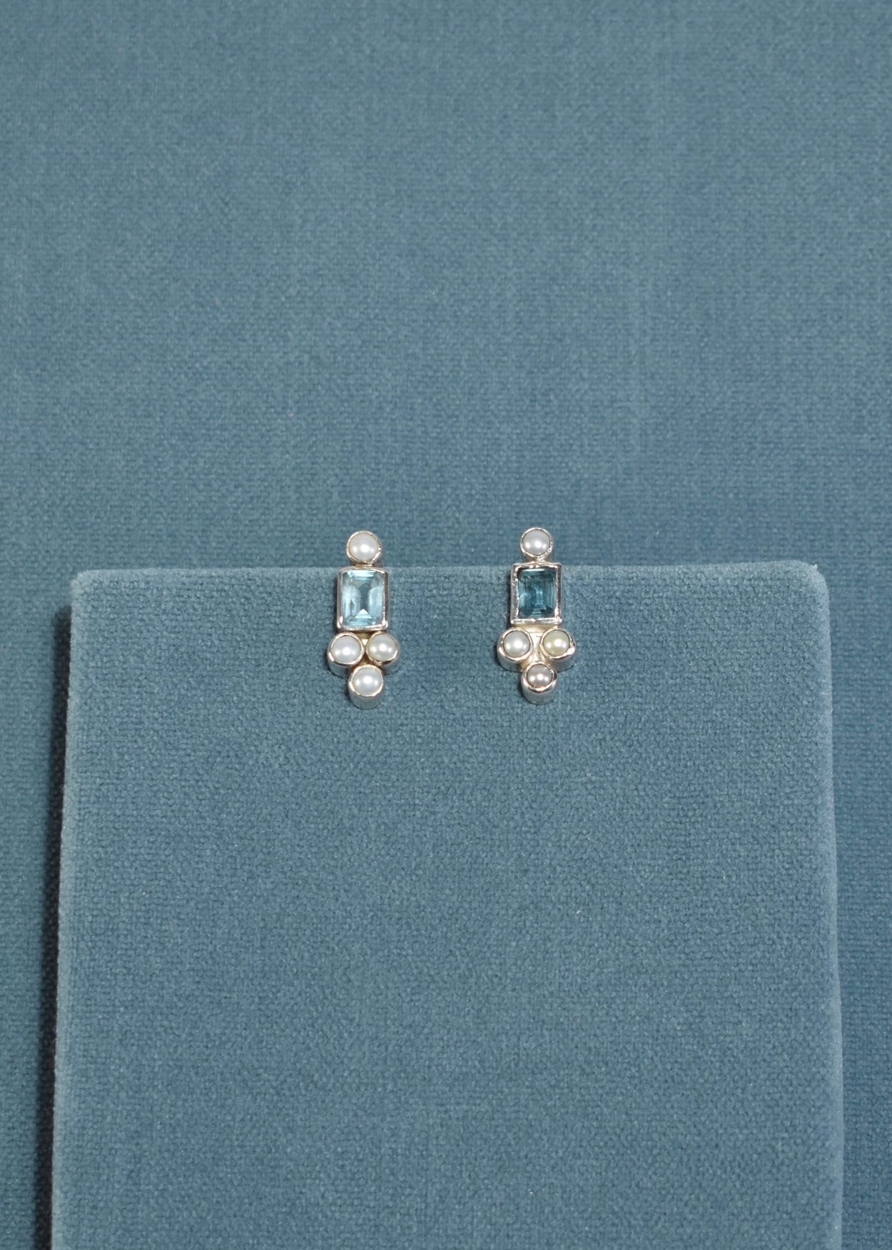 Topaz Pearl Cluster Earrings