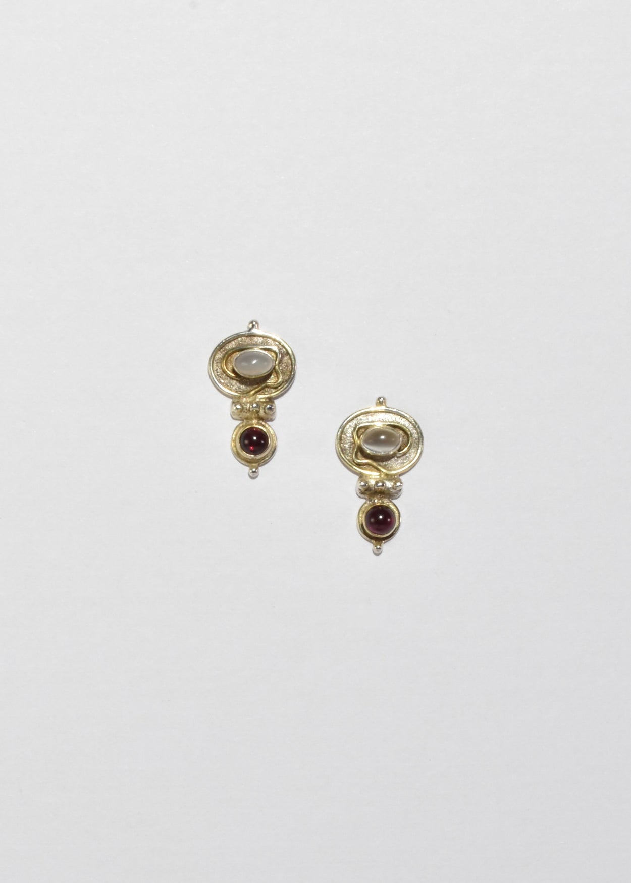 Moonstone Garnet Earrings