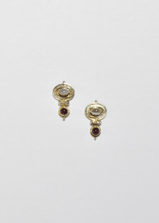 Moonstone Garnet Earrings