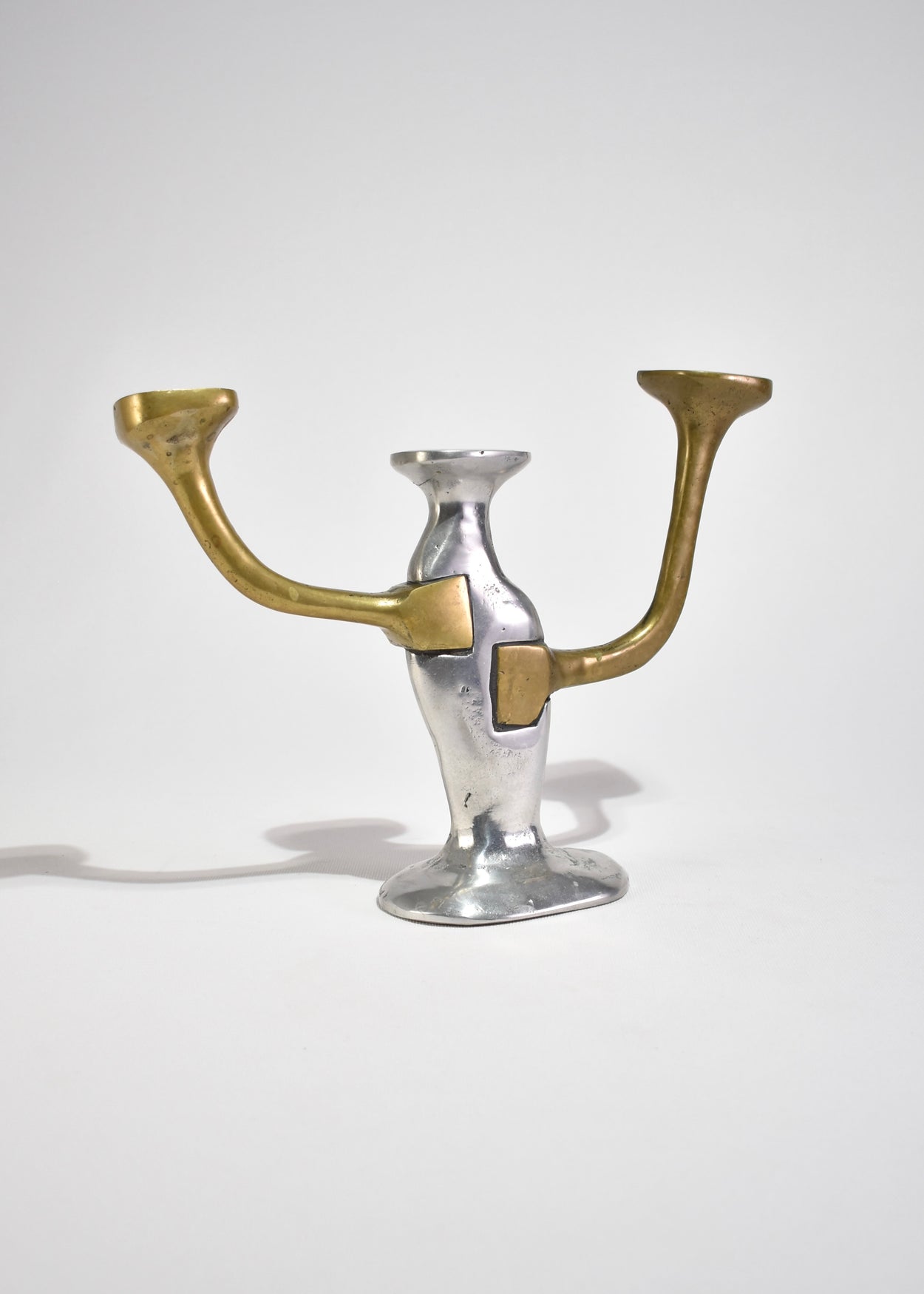 Brutalist Mixed Metal Candelabra