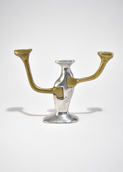 Brutalist Mixed Metal Candelabra