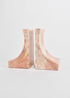Curved Pink Marble Bookends
