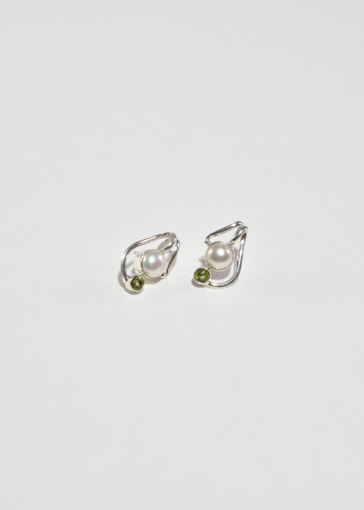 Abstract Pearl Peridot Earrings