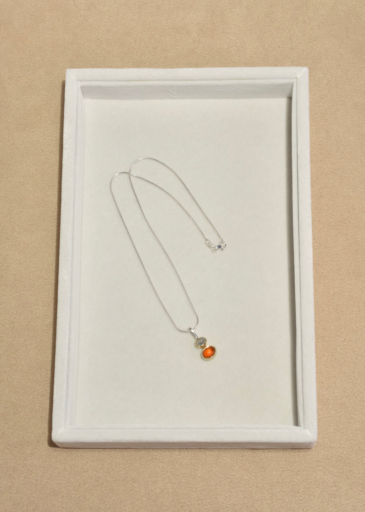 Amber Moonstone Pendant Necklace
