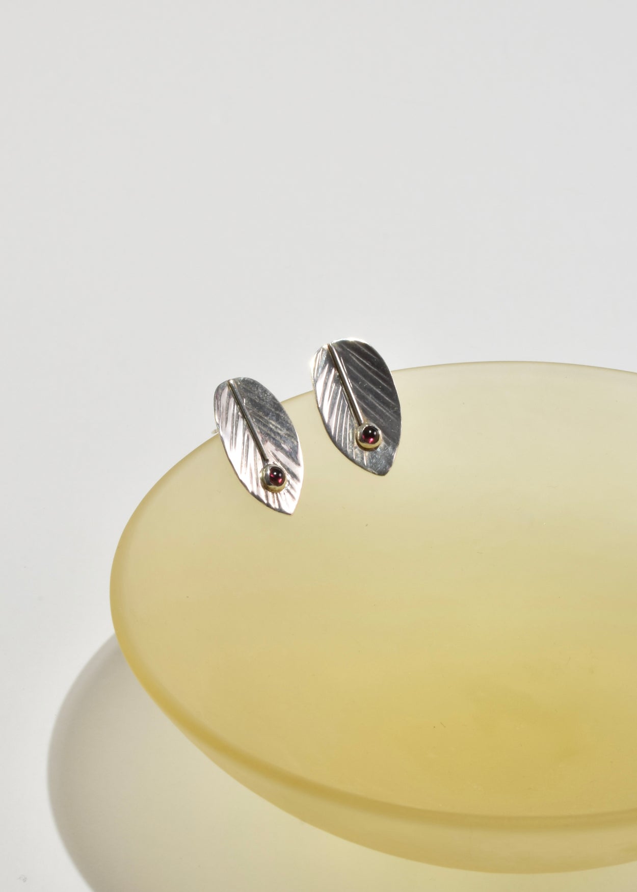 Garnet Leaf Earrings