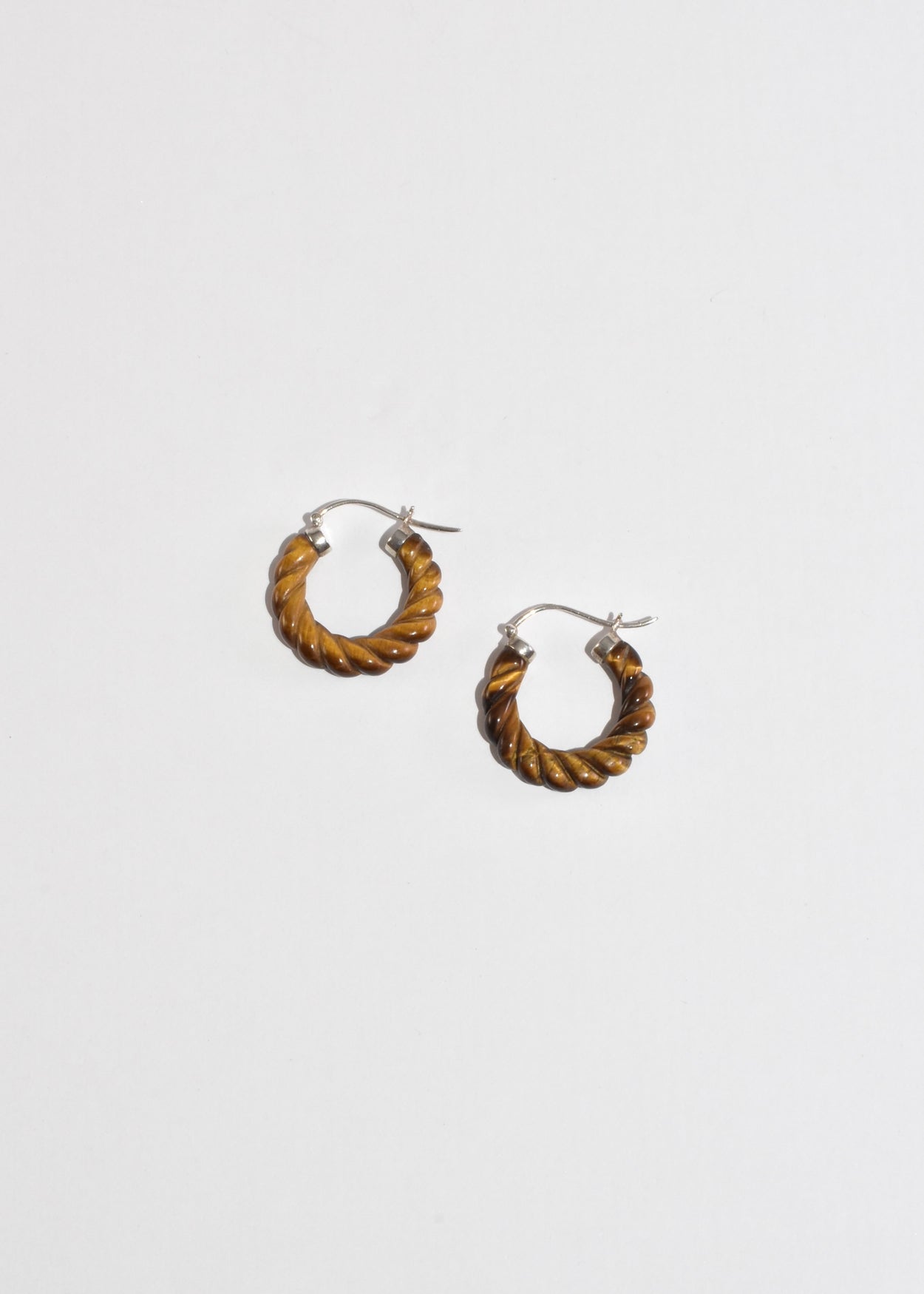 Twist Tiger's Eye Hoop Earrings