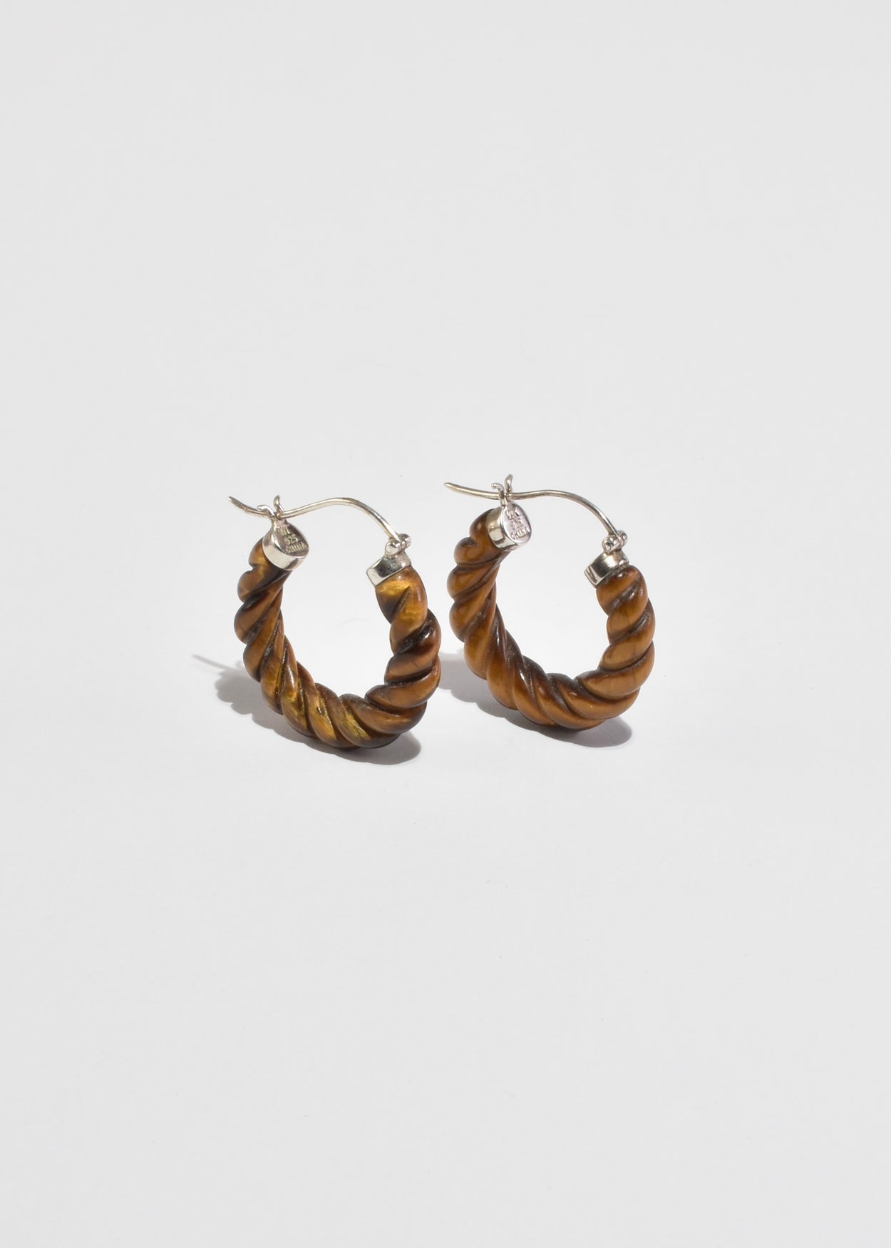 Twist Tiger's Eye Hoop Earrings