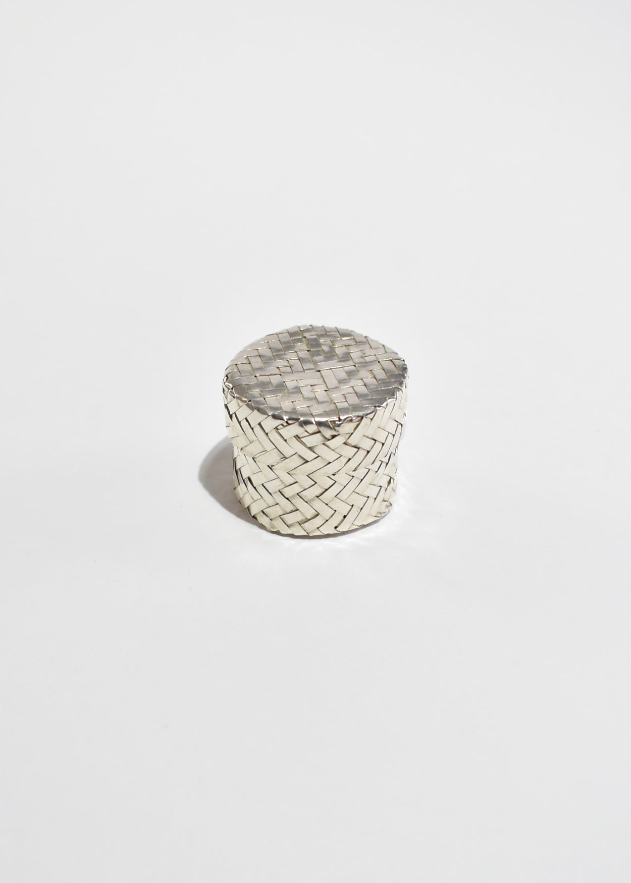 Round Woven Sterling Pillbox