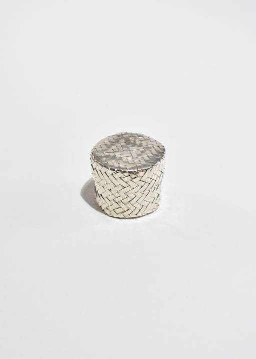 Round Woven Sterling Pillbox