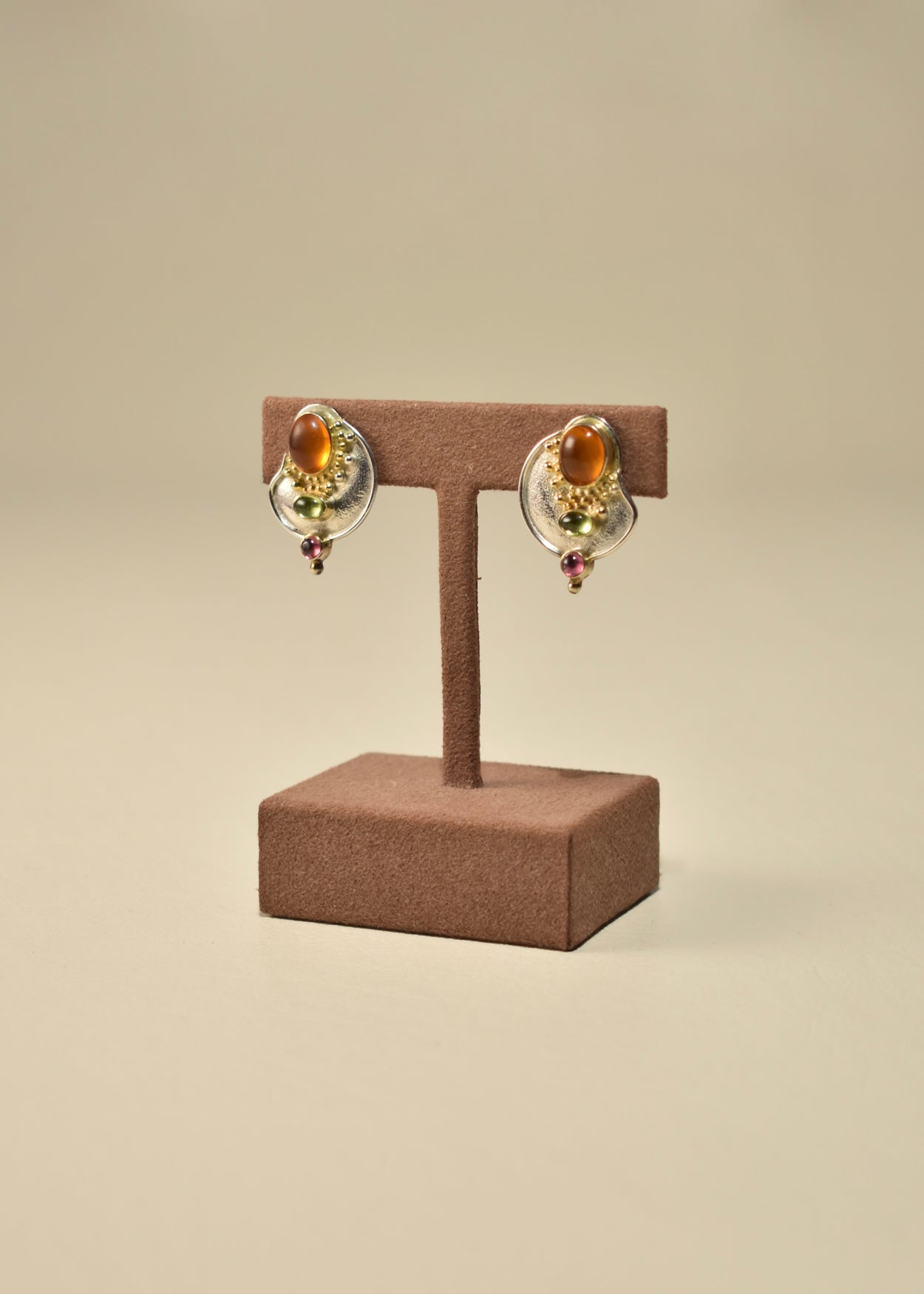 Amber Peridot Tourmaline Earrings