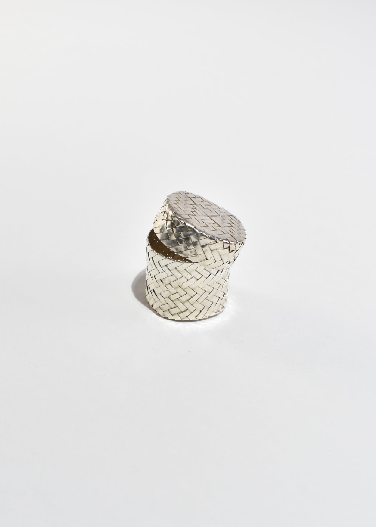 Round Woven Sterling Pillbox