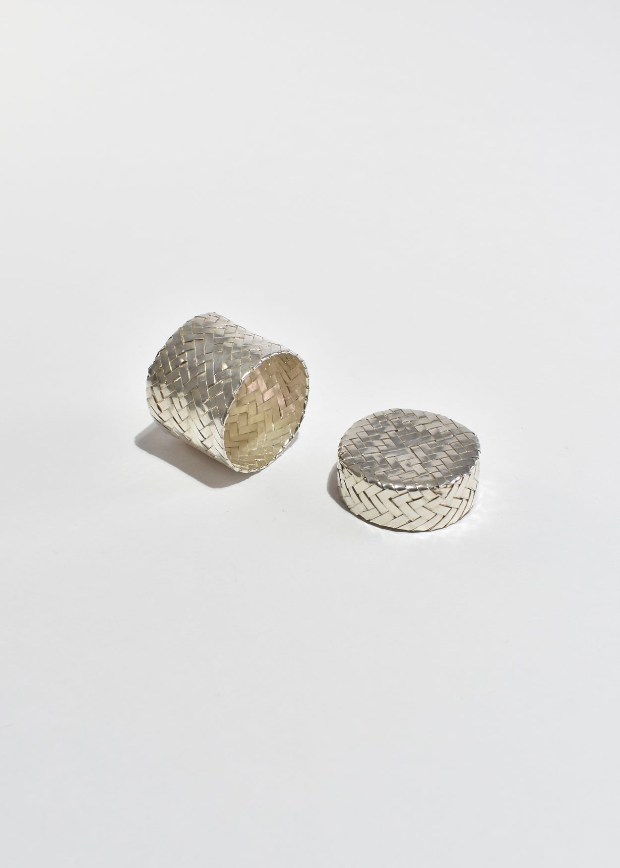 Round Woven Sterling Pillbox