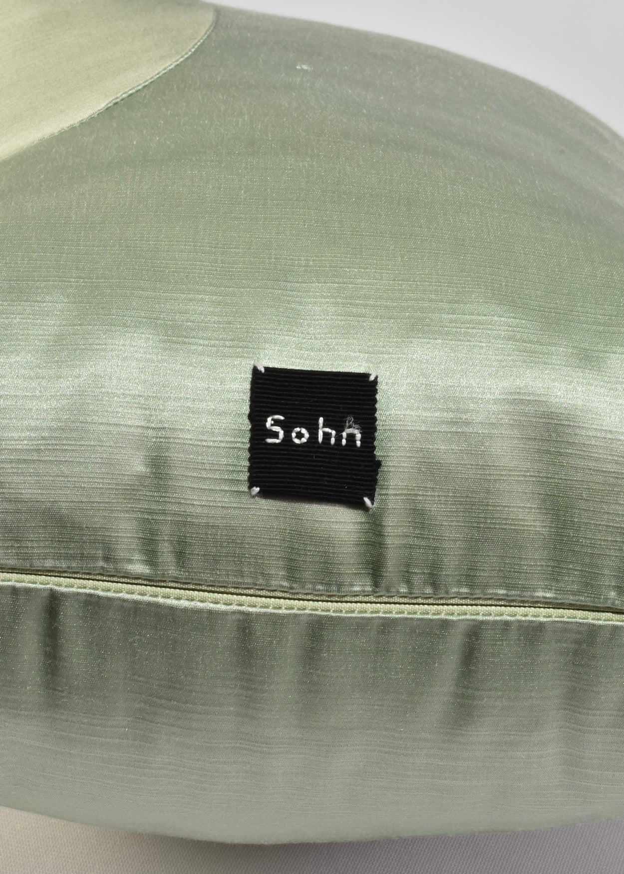 Left Hand Pillow in Green Silk Dupioni