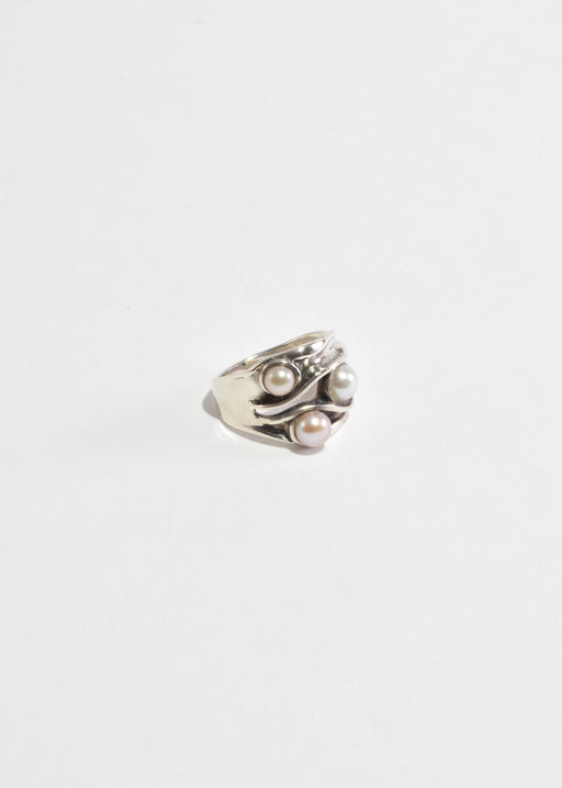 Organic Three Pearl Ring