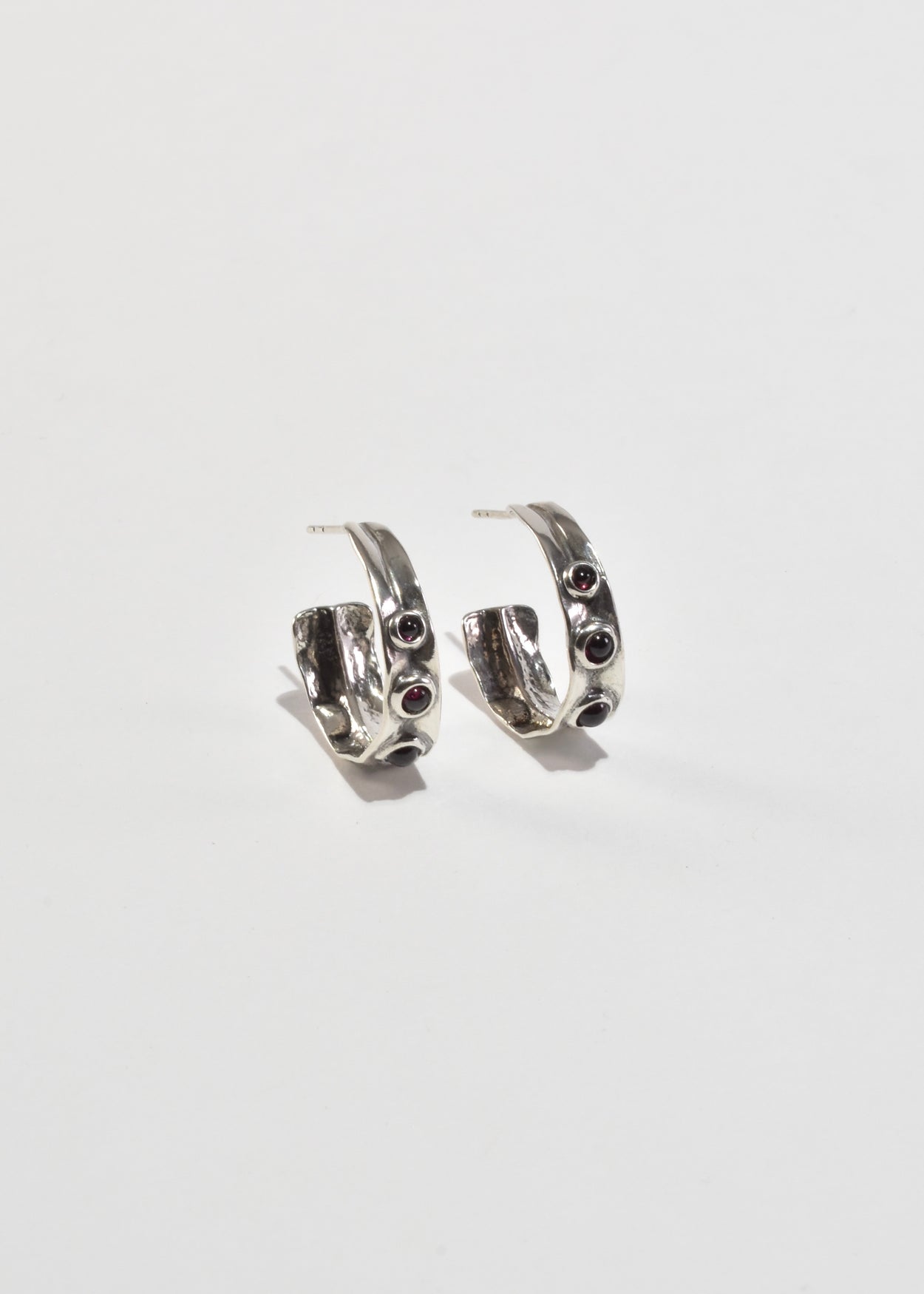 Garnet Hoop Earrings