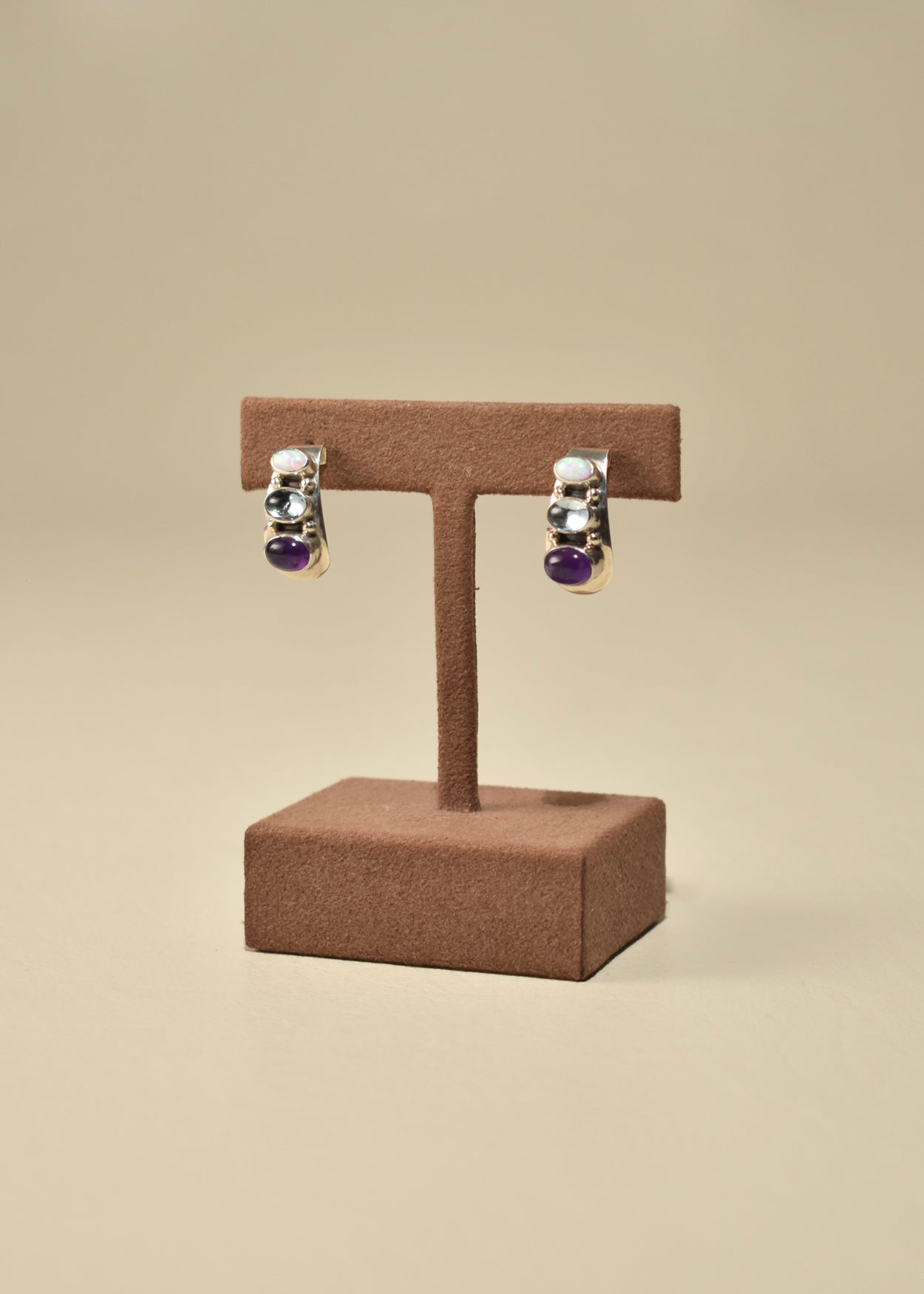Curved Multi Stone Earrings