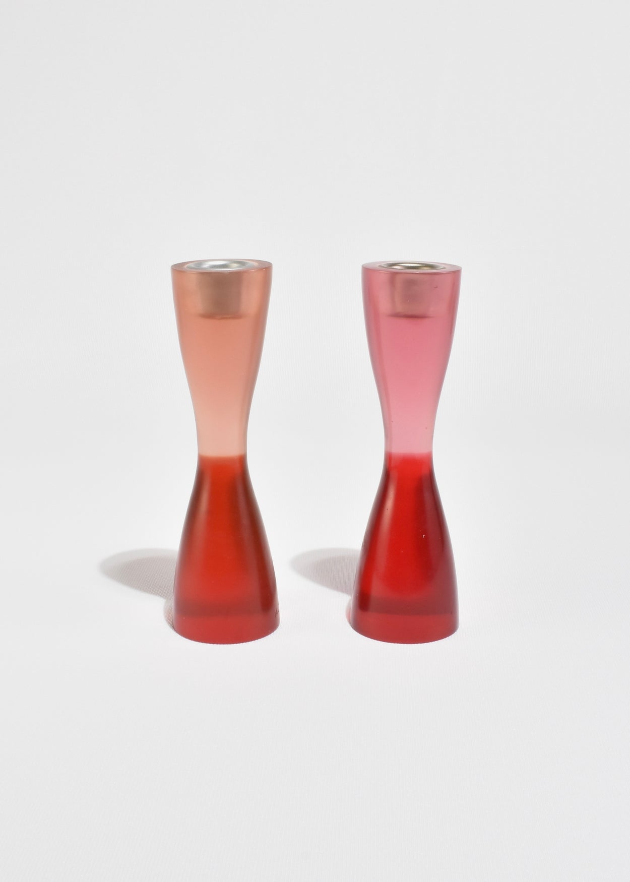Pink and Red Resin Candleholder Set