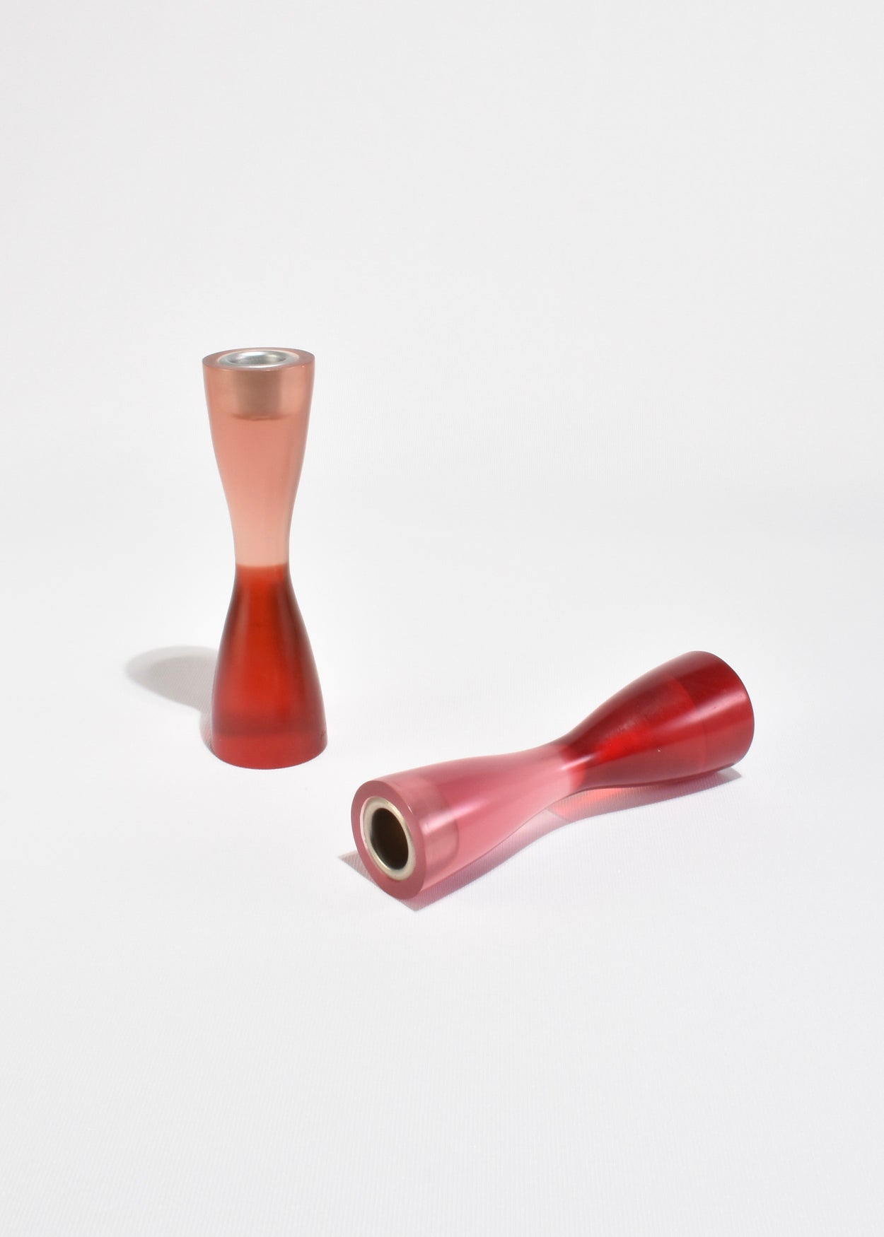 Pink and Red Resin Candleholder Set