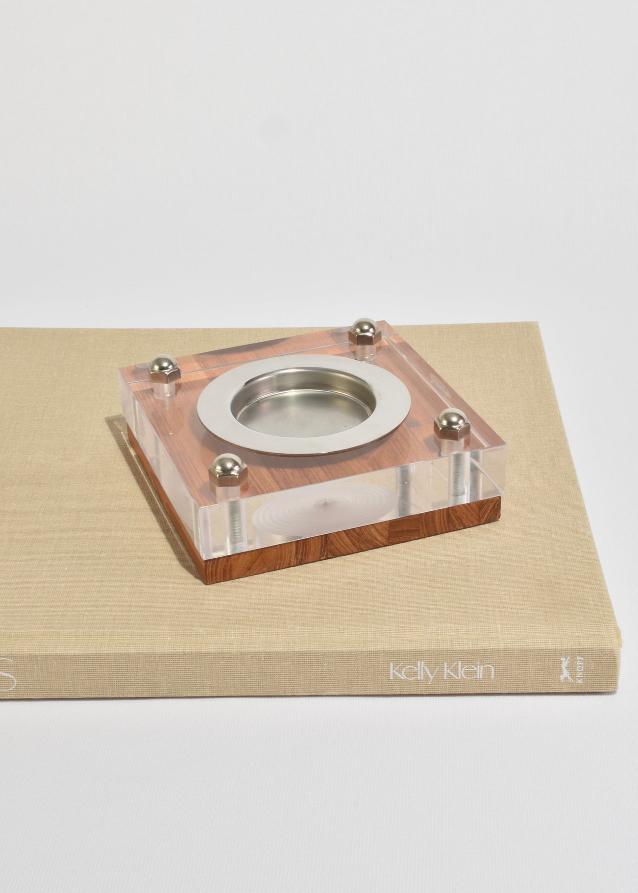 Lucite and Wood Ashtray