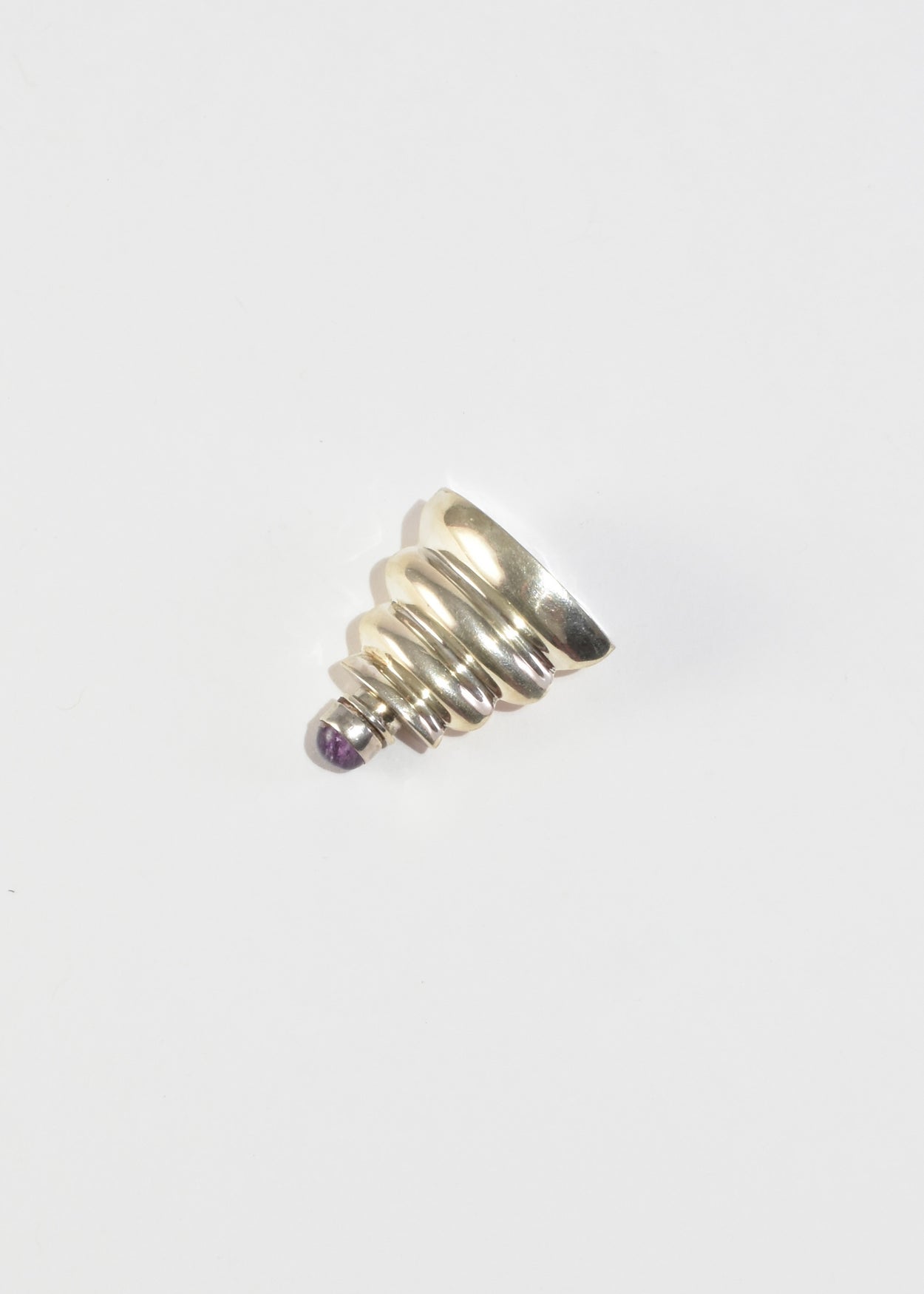 Ribbed Silver Amethyst Perfume Bottle
