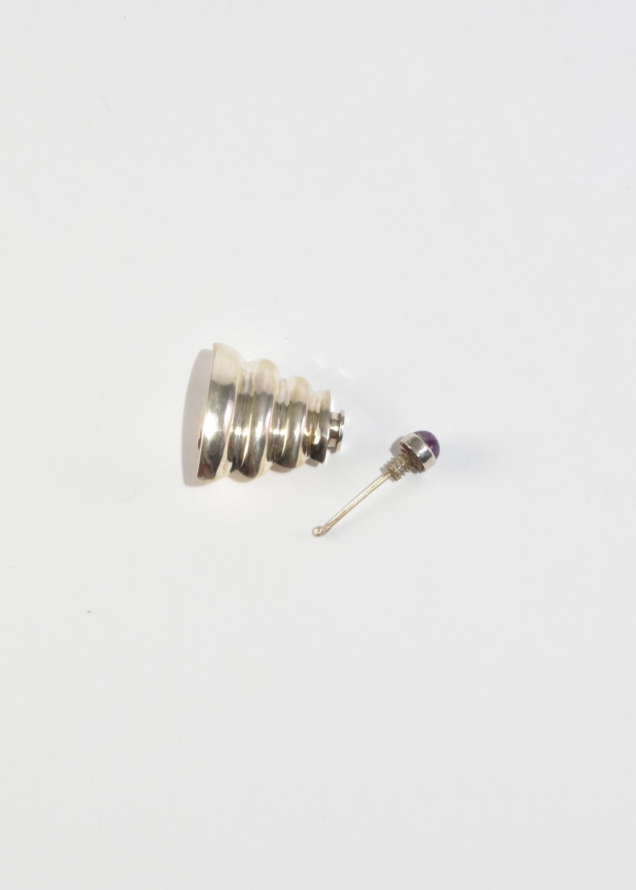Ribbed Silver Amethyst Perfume Bottle