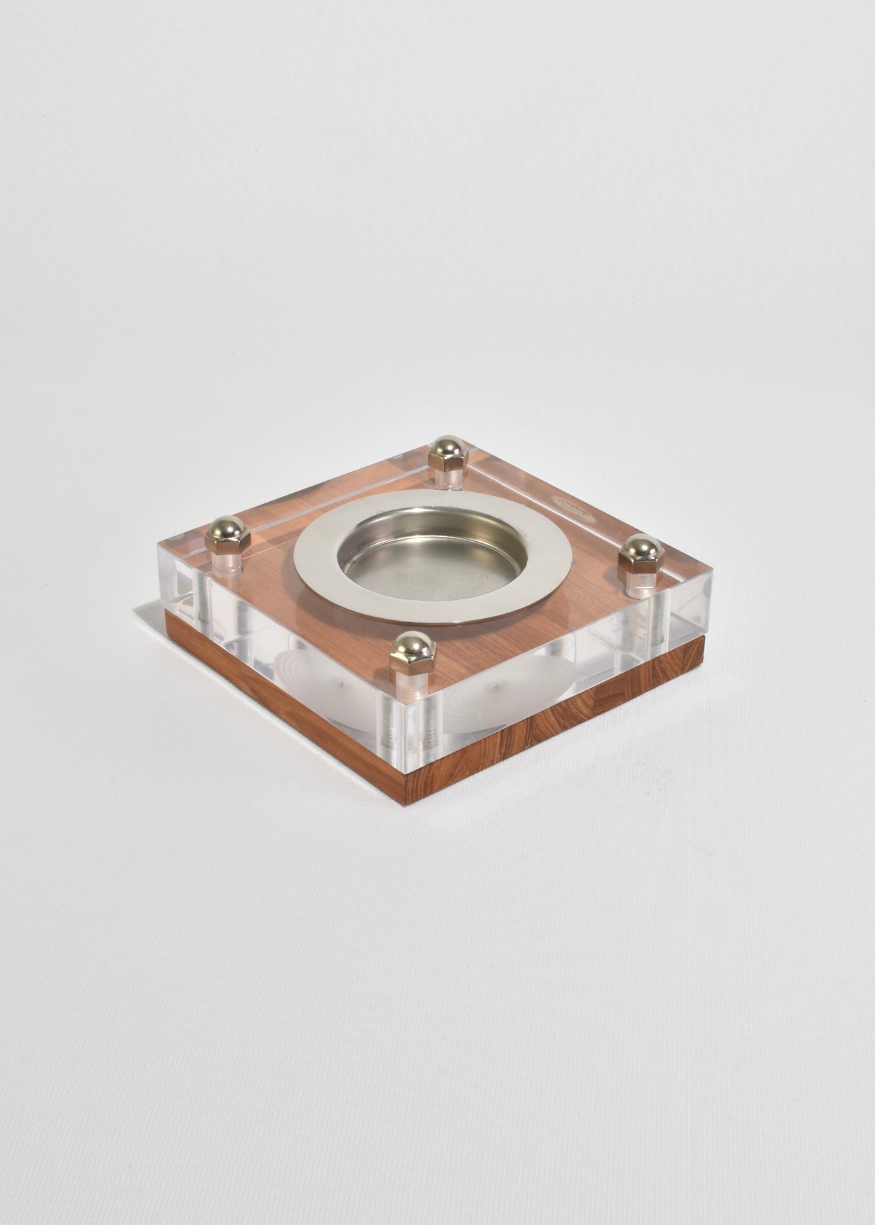 Lucite and Wood Ashtray