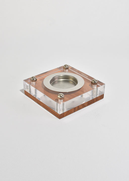 Lucite and Wood Ashtray