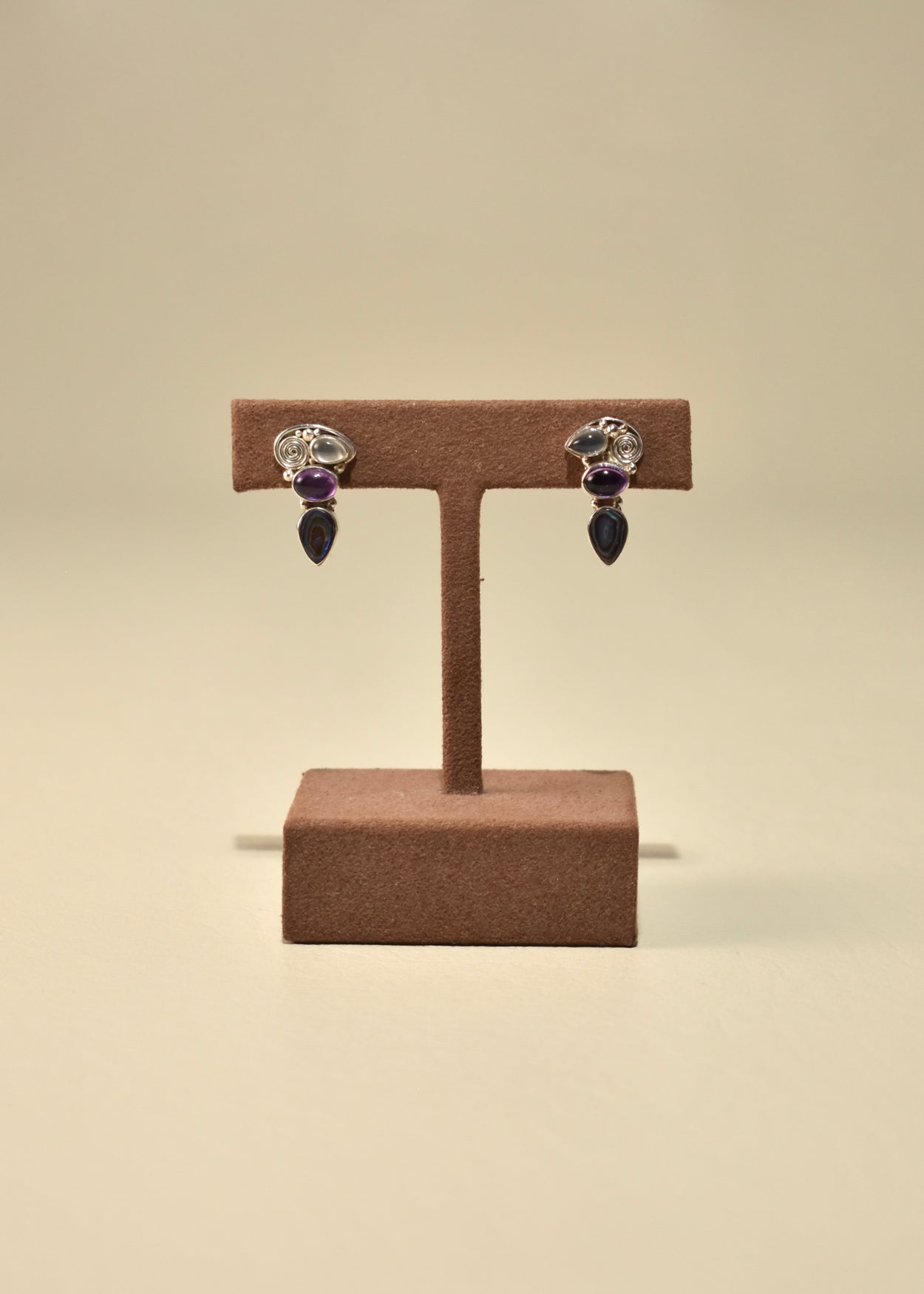 Spiral Multi Stone Earrings