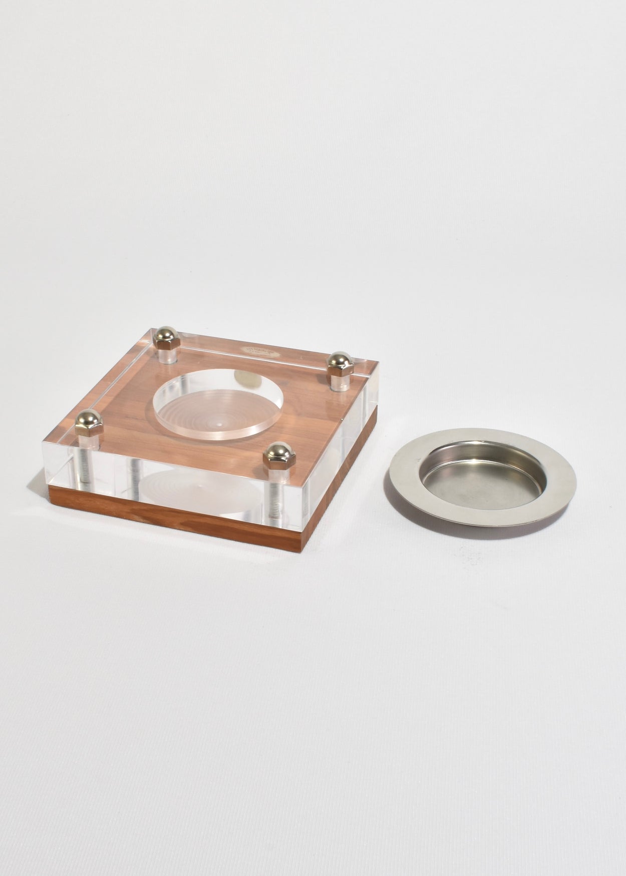 Lucite and Wood Ashtray