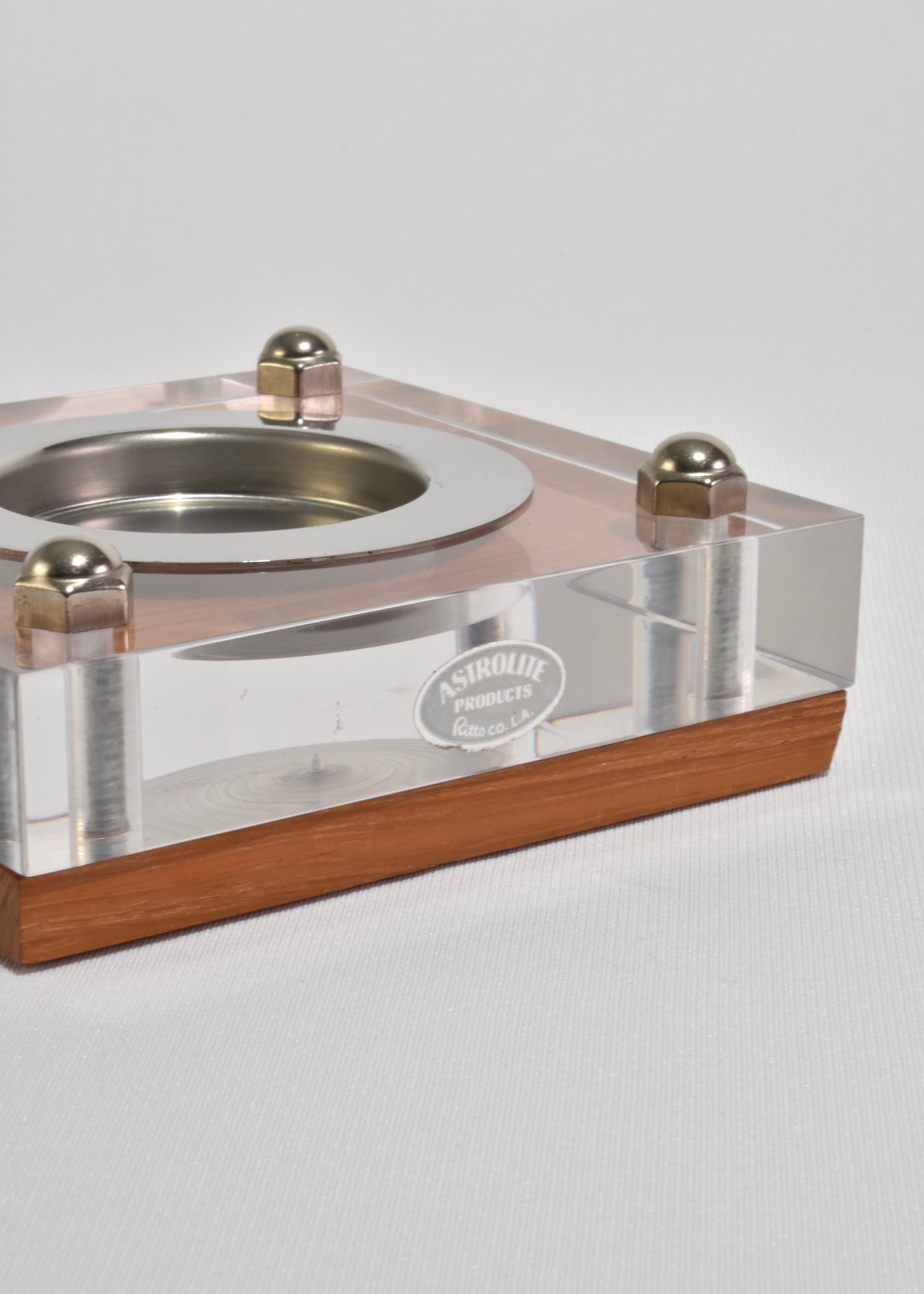 Lucite and Wood Ashtray
