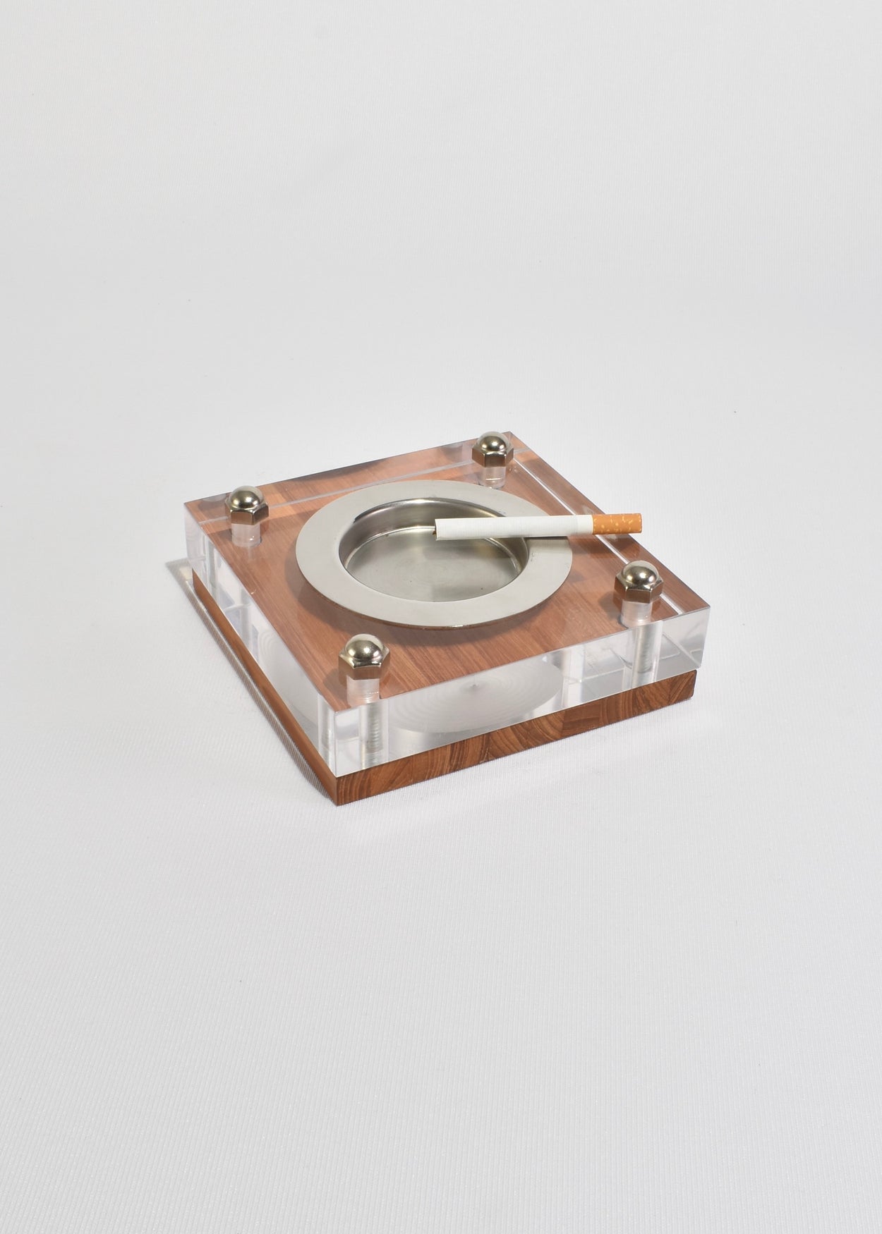 Lucite and Wood Ashtray