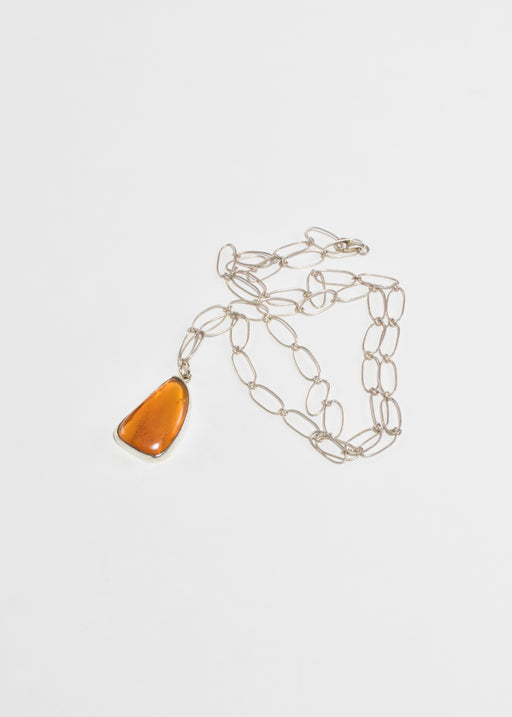 Organic Amber Pendant Necklace