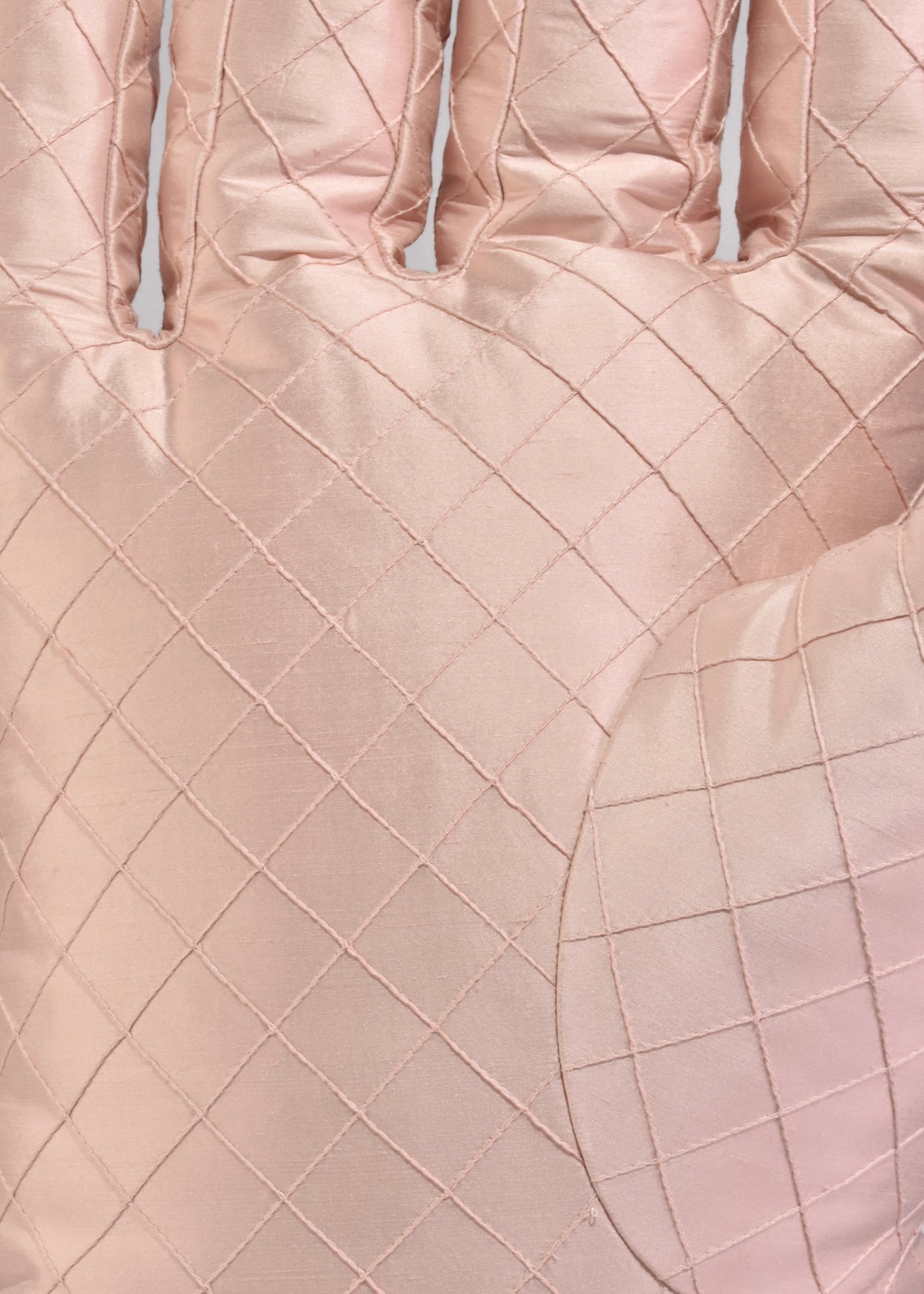 Right Hand Pillow in Pink Diamond Quilted Silk