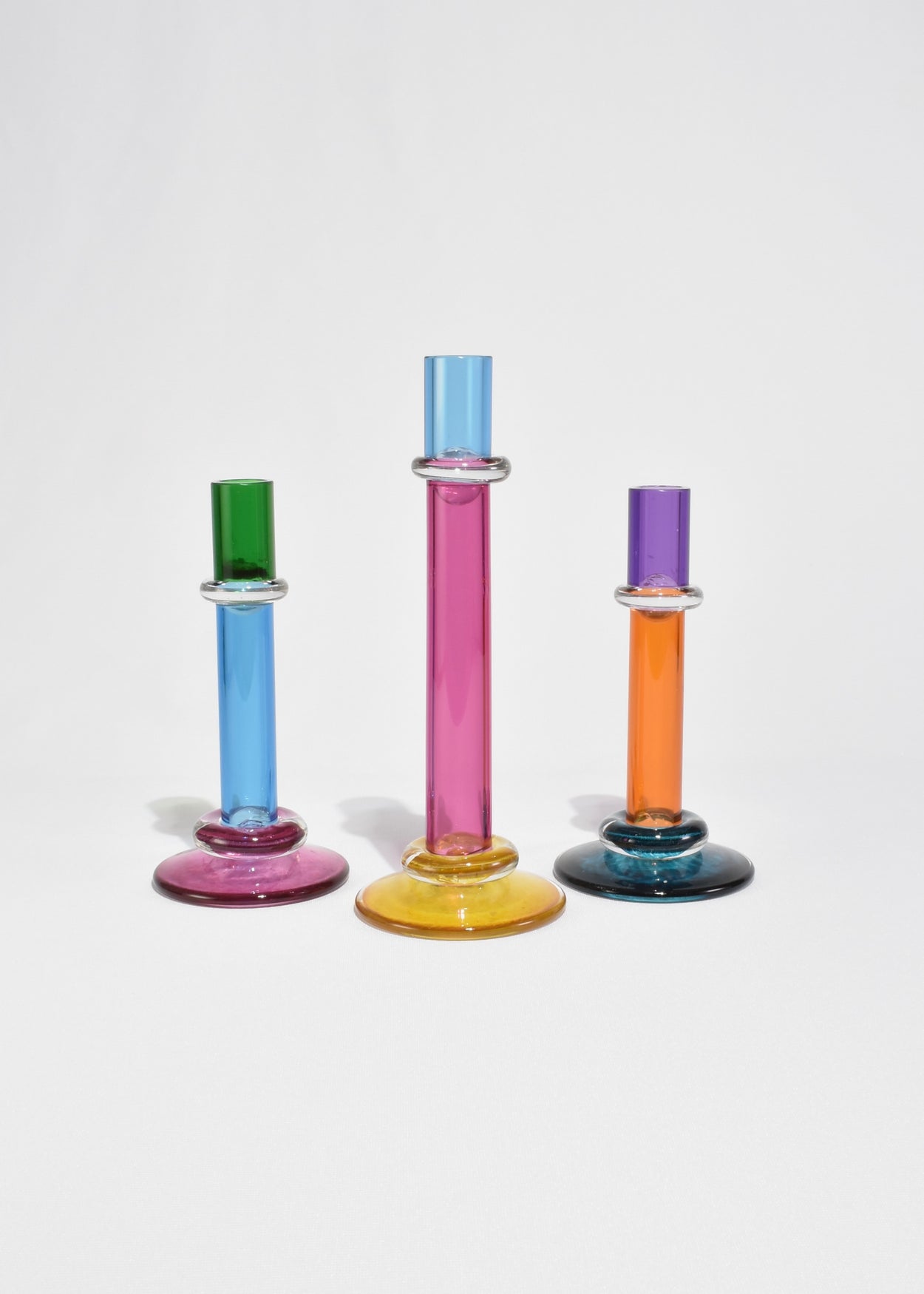 Colorful Glass Candleholder Set