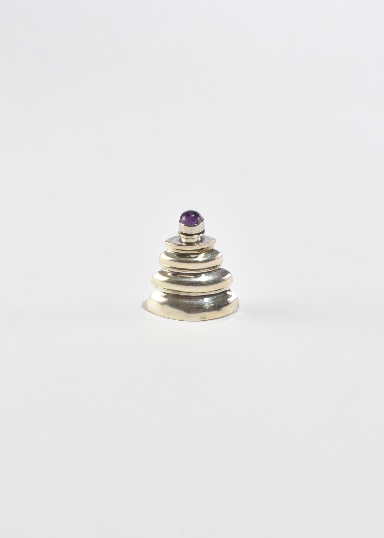 Ribbed Silver Amethyst Perfume Bottle